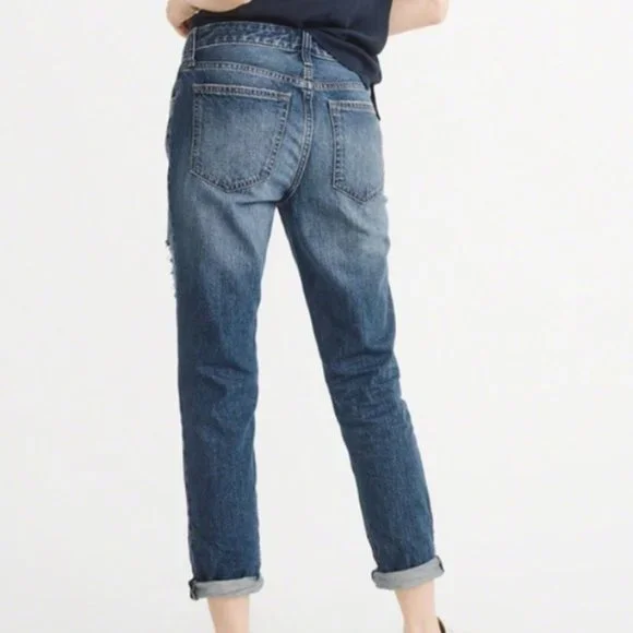 Abercrombie Ames Boyfriend Distressed Relaxed Medium Wash Jean Size Size 27 - Picture 2 of 9